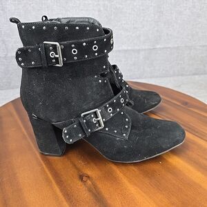 Bongo‎ Boots Myrablack Women's Size 10 Black With Buckles & Studs